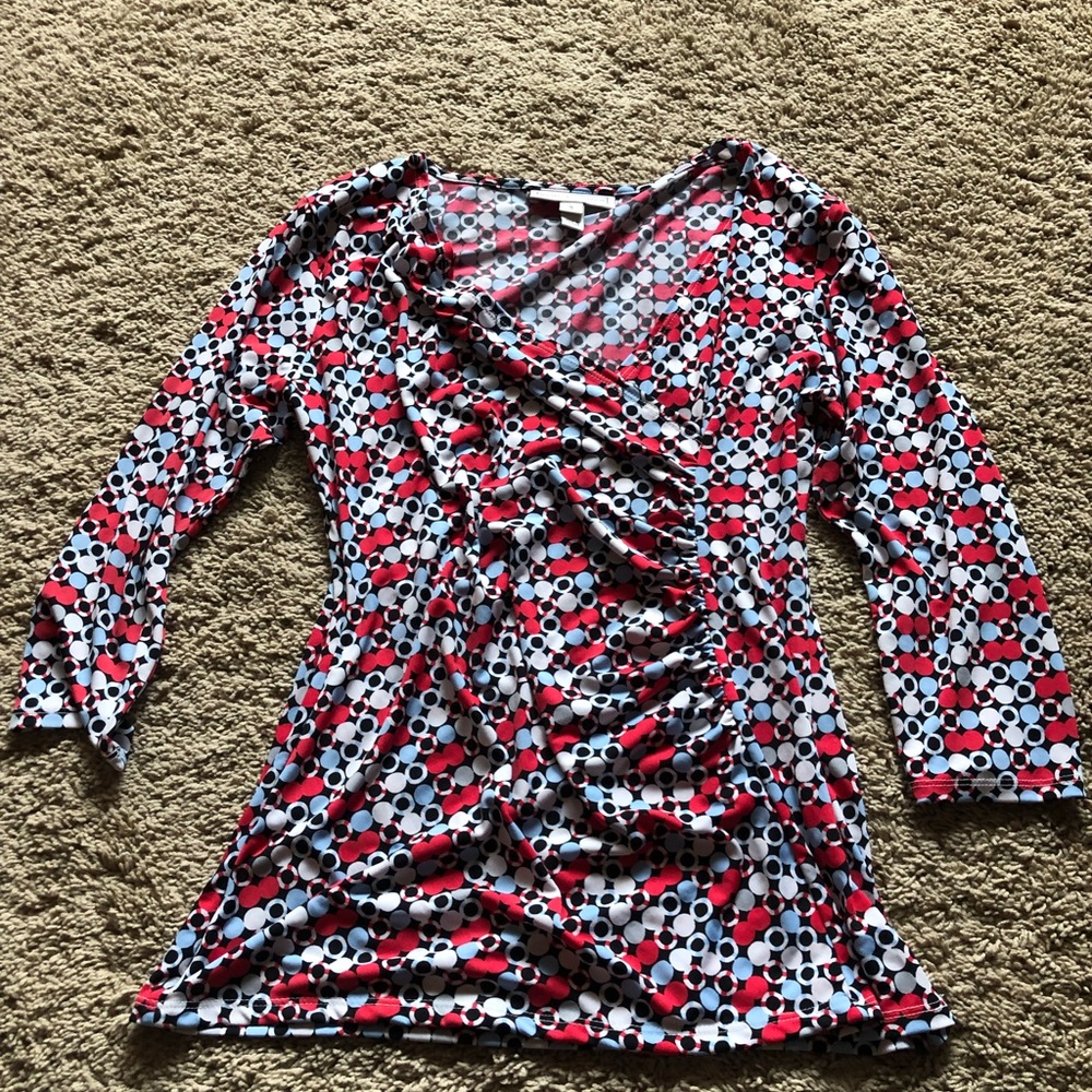 DANA Buchman colorful 3/4 sleeve spandex top shirt